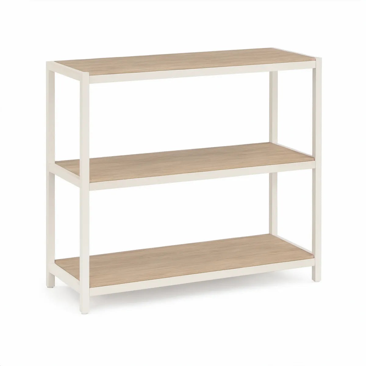Estante Retangular de 3 Prateleiras em Aço e MDF, 80 x 30 x 90 cm, Branco e Carvalho Claro