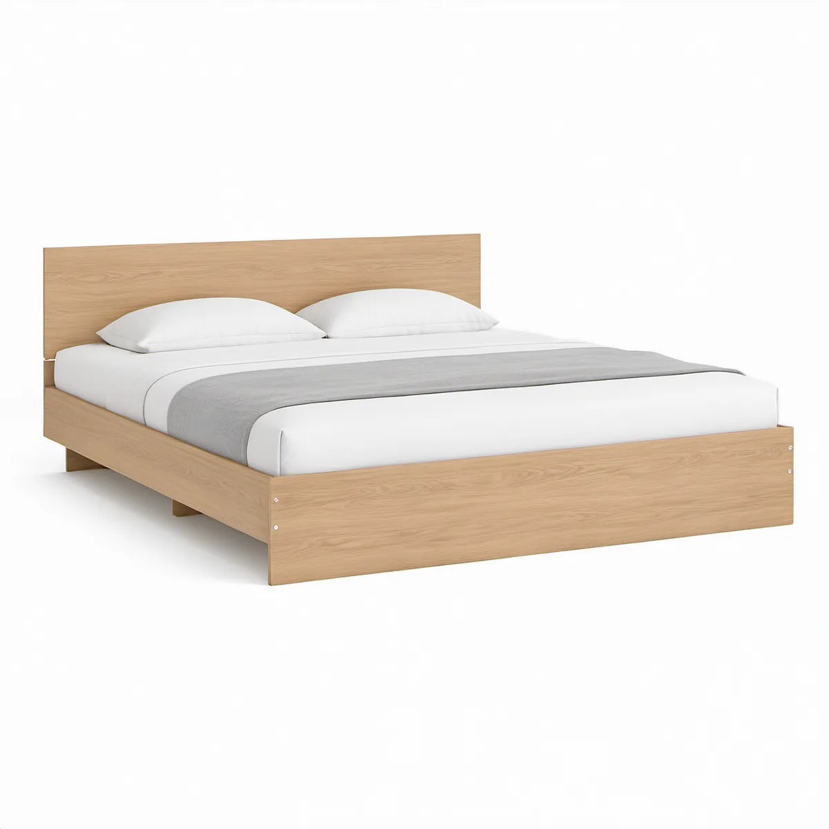 Cama de Casal em MDF Laminado Carvalho Claro para Colchão 160 x 200 cm