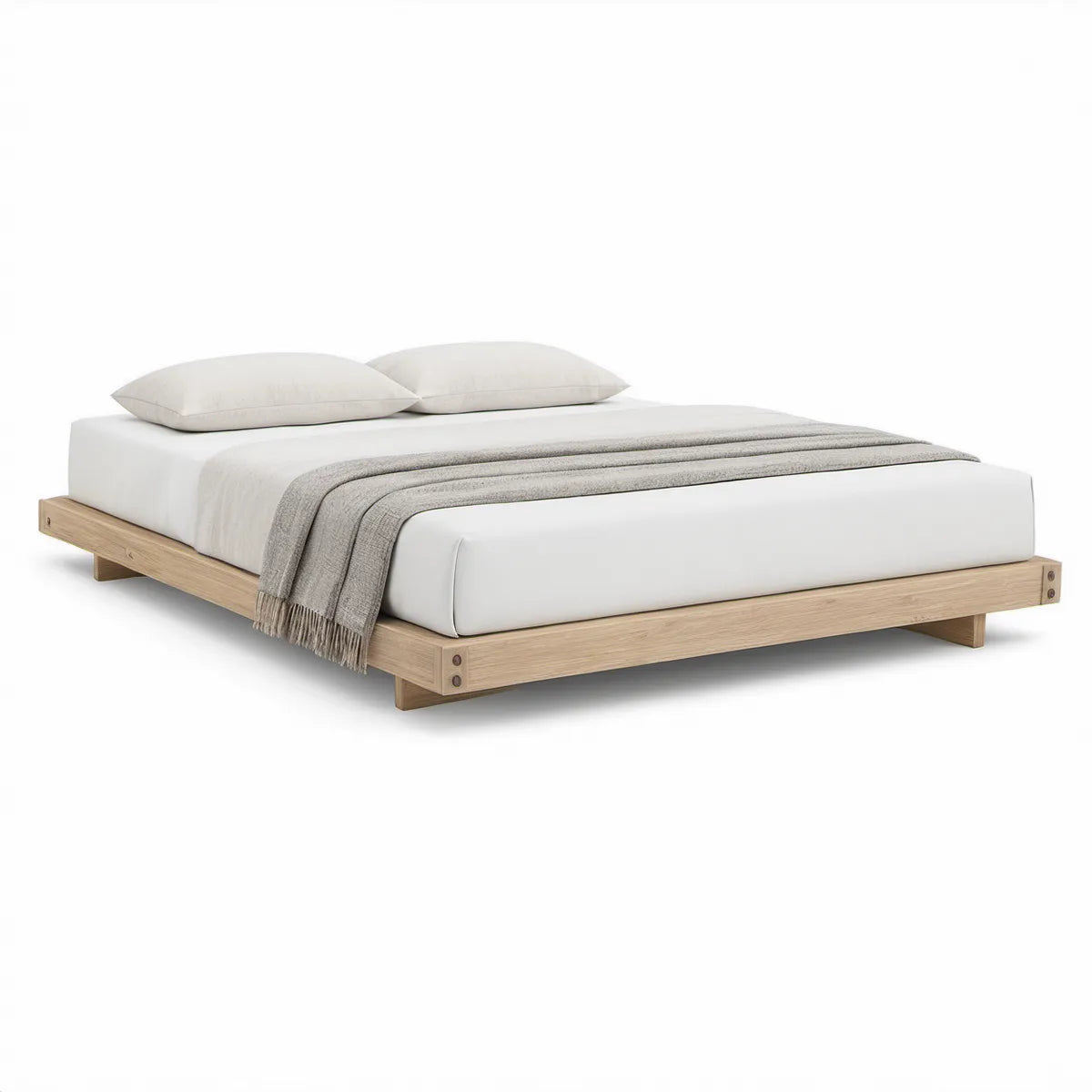 Cama de Casal em Madeira Maciça de Pinho Natural Claro para Colchão 160 x 200 cm