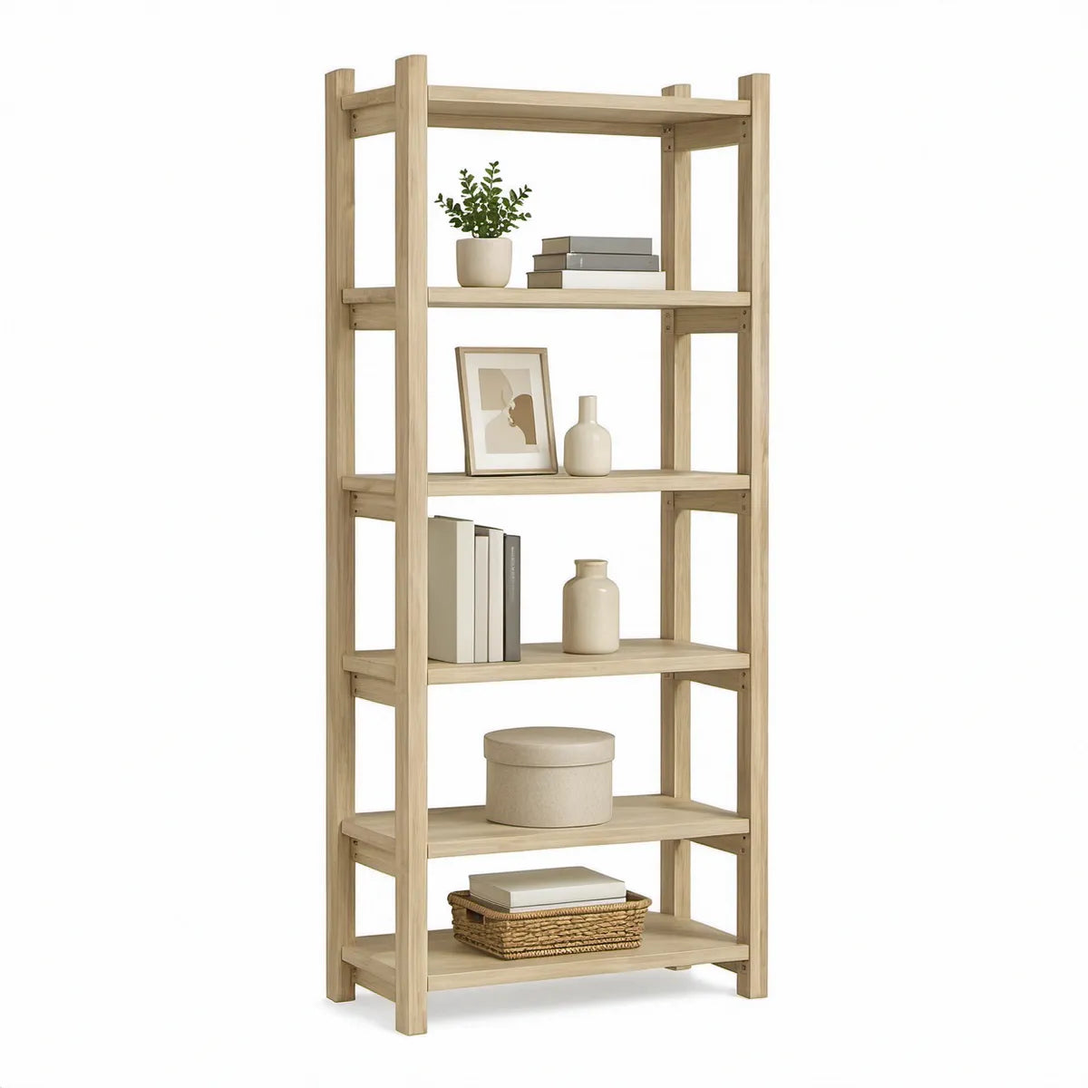 Estante em Bambu Natural com 6 Prateleiras, 60 x 30 x 180 cm