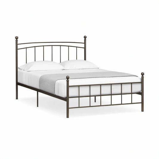 Cama de Casal em Aço Carbono Castanho Escuro para Colchão 160 x 200 cm