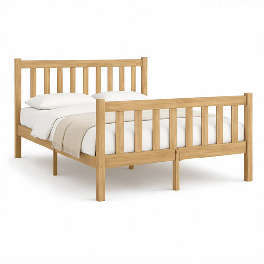 Cama Individual em Pinho Maciço Natural para Colchão 90 x 190 cm